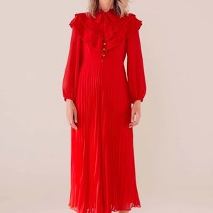 Farm Rio Red Maxi Pleated Jumpsuit